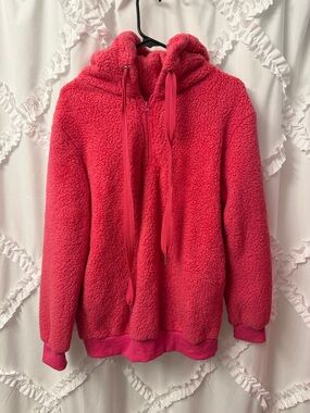 Cozy Sherpa Hoodie Jacket - Pink